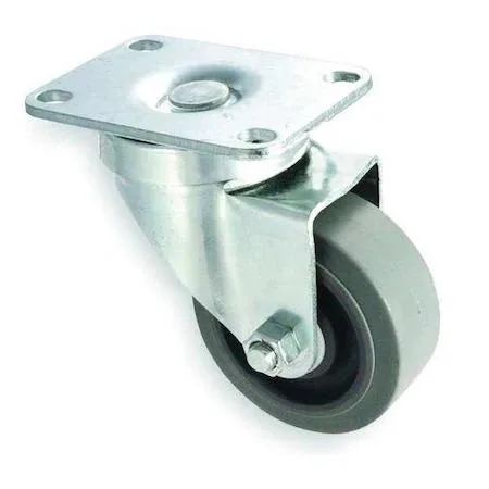 3 inch rubber wheel swivel plate caster silver finish