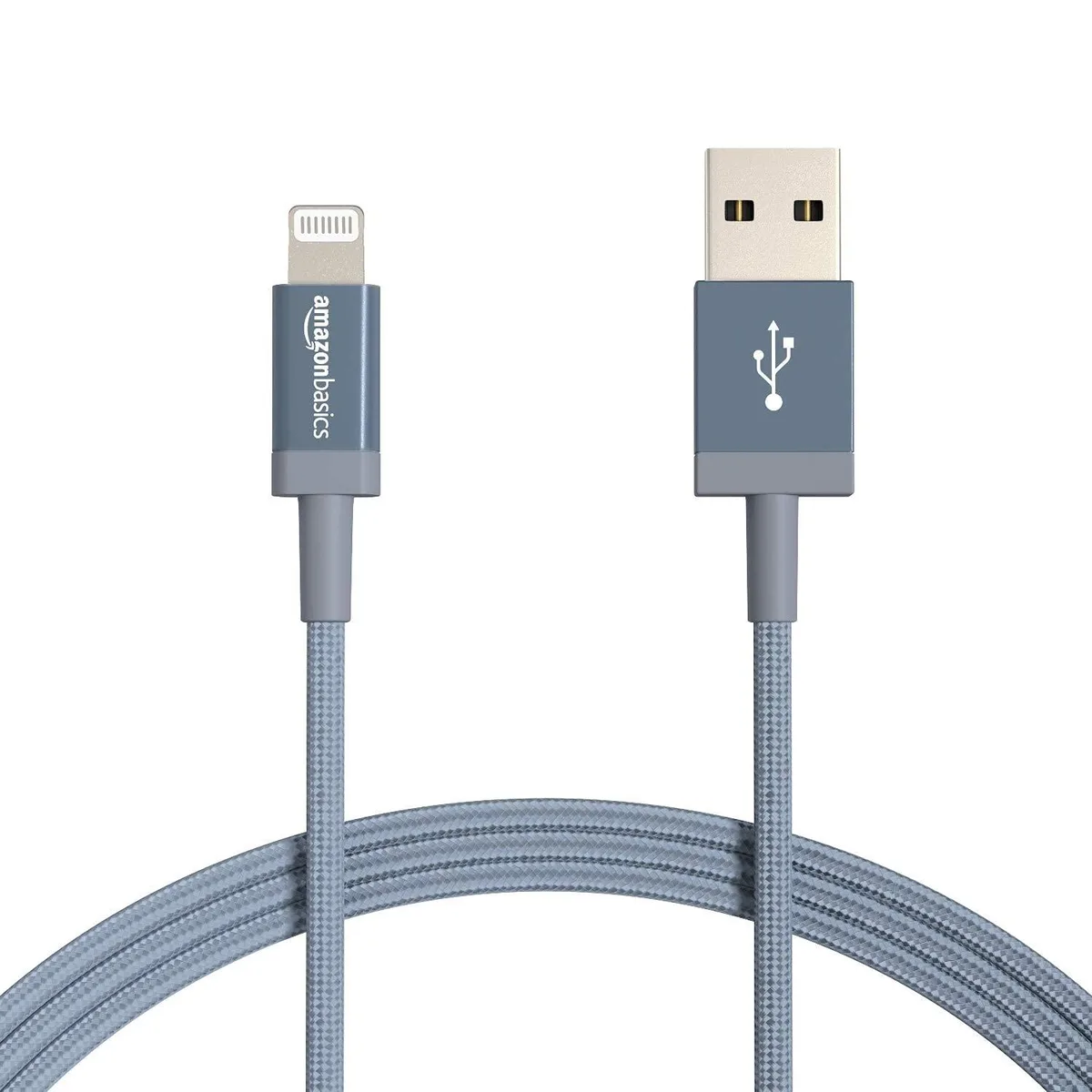  Amazon Basics 2-Pack USB-A to Lightning Cable MFi Certified Nylon Braided 6 ft Dark Gray — product photo