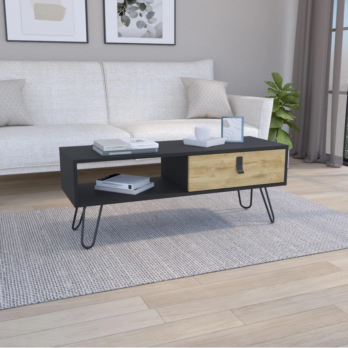 tuphen tuphen 15" H Rectangular Coffee Table White/Macadamia 40.9"W 14.1"D — product photo