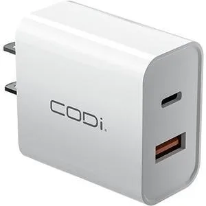 CODi CODi A01102 20W Dual Port USB-C USB-A Wall Charger White — product photo