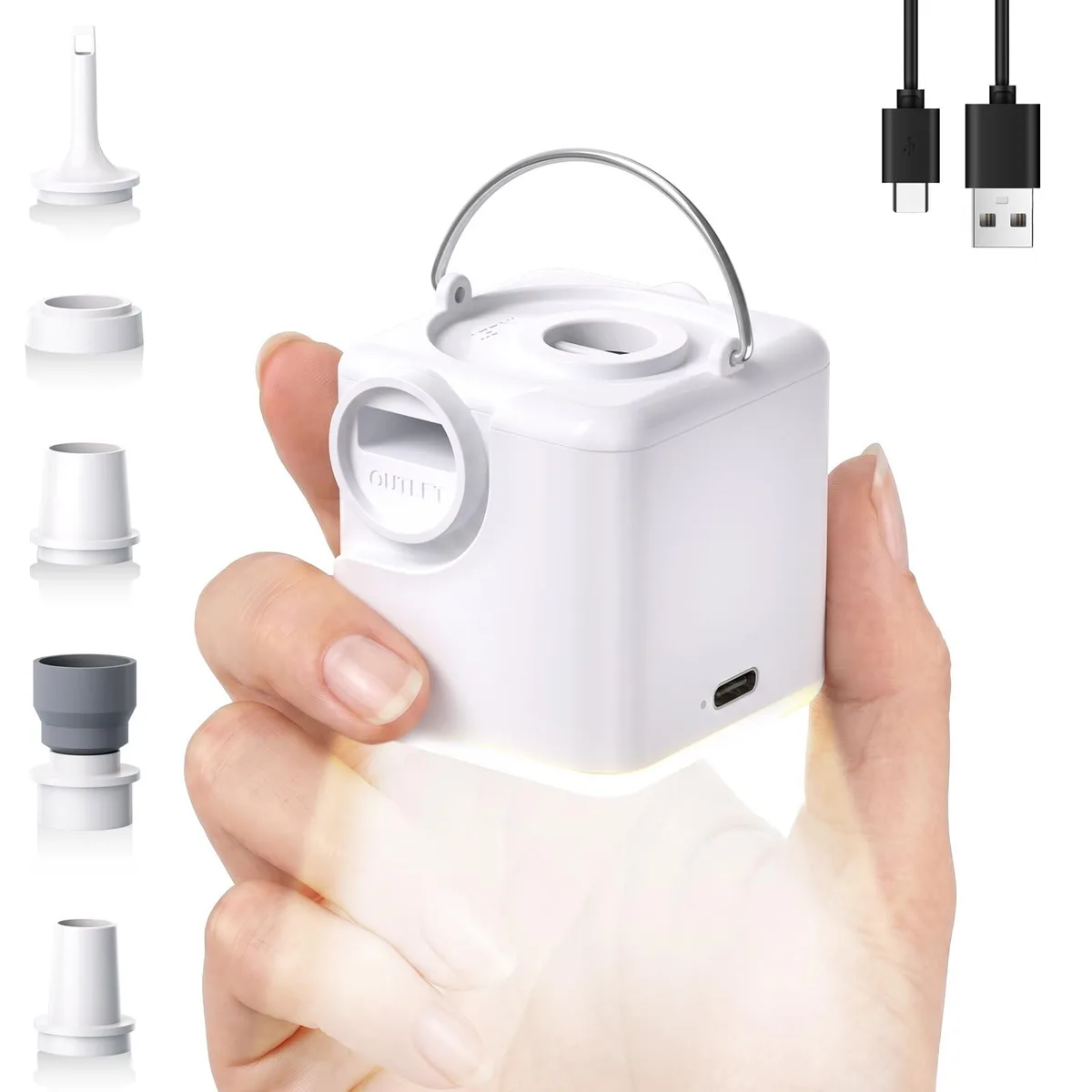  Portable Mini Air Pump for Inflatables 4.5 kPa 2400mAh White — product photo