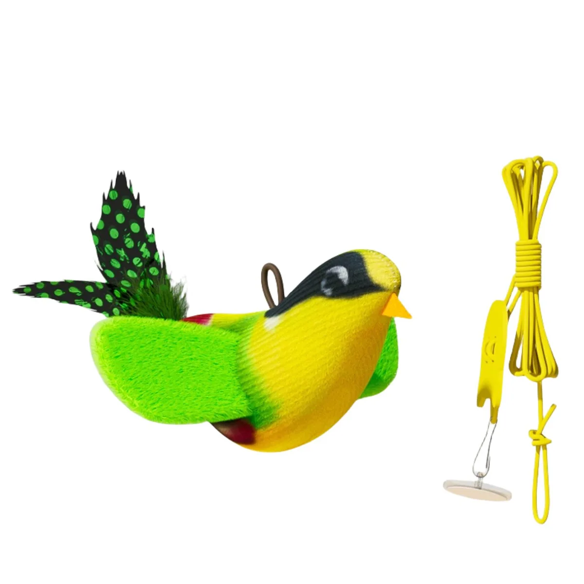3MNSCD 3MNSCD Interactive Cat Toy Bird Real Feather Catnip Green — product photo
