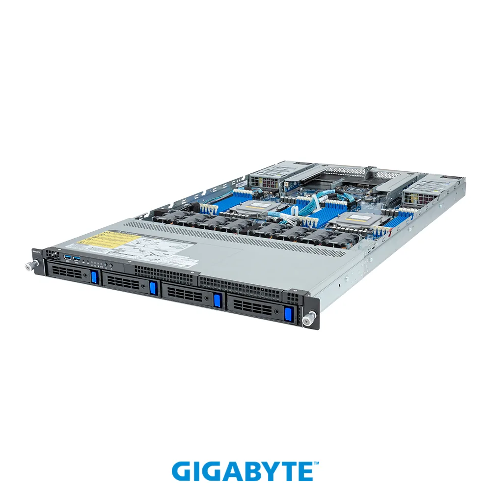 GIGABYTE GIGABYTE R183-Z90-AAD2 barebone server 1U dual EPYC 9004/9005 24 DIMM 4-bay SATA/SAS — product photo
