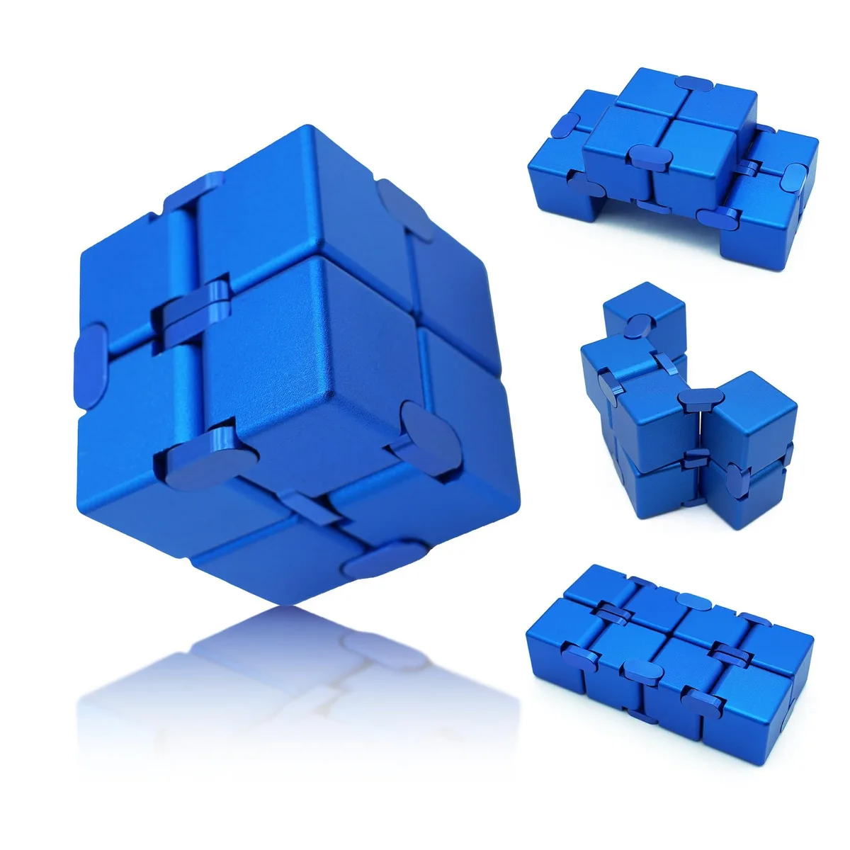 Metal Infinity Cube Fidget Toy Blue 12 Colors — product photo