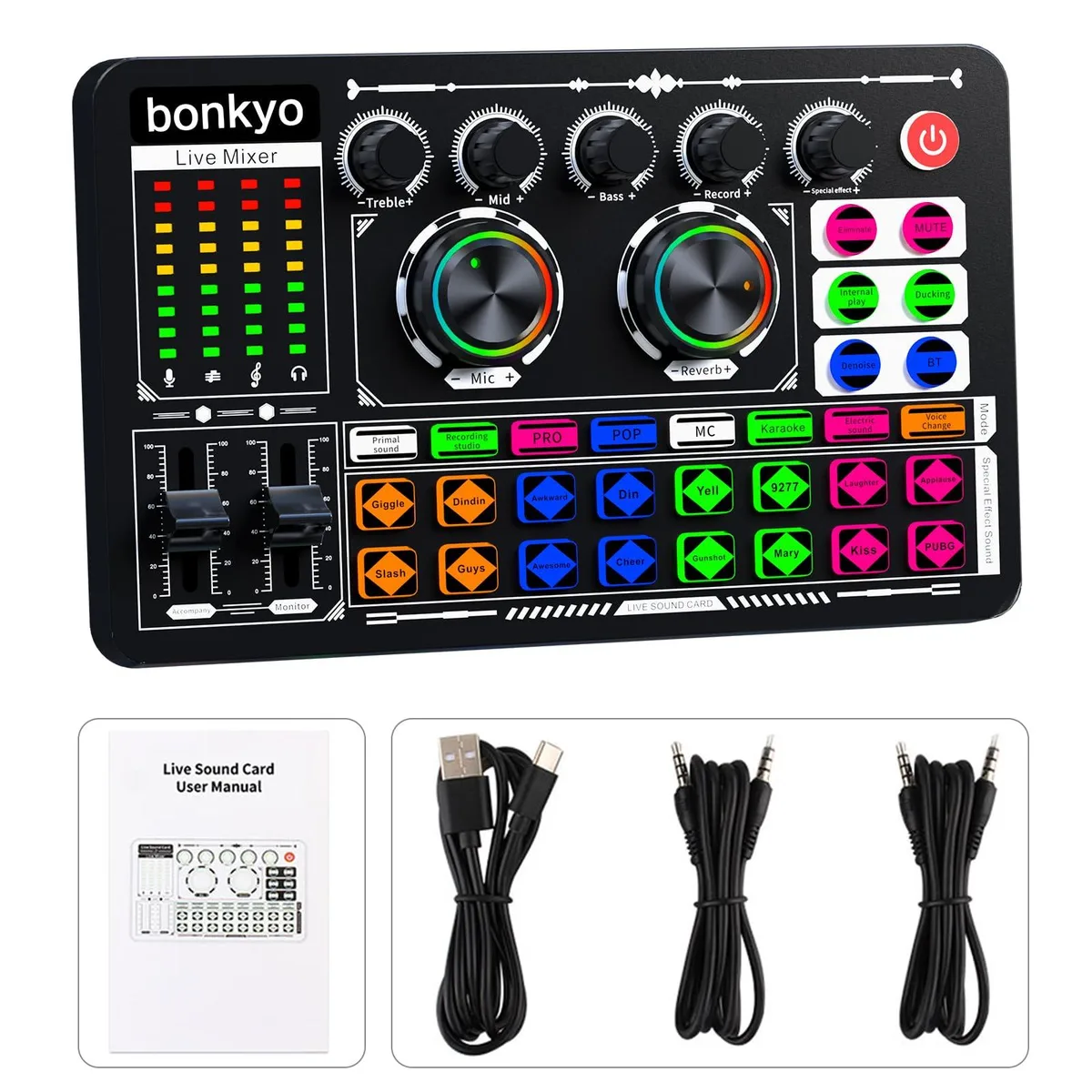 ONKYO F999 Audio Mixer Black Bluetooth XLR Battery Powered 16 Effects — product photo