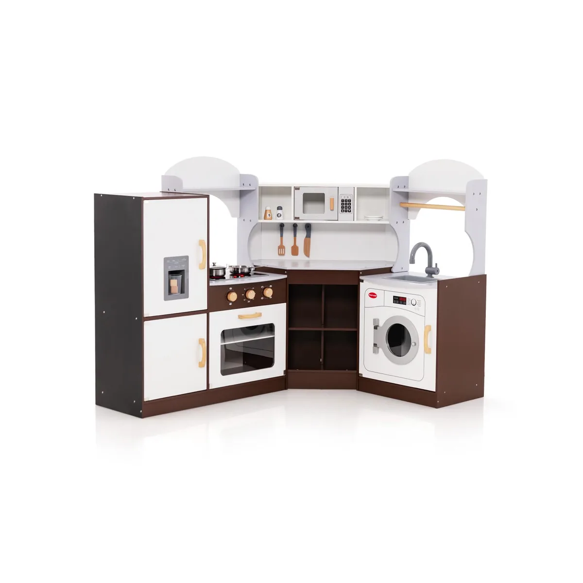 SlickBlue SlickBlue Wooden Kitchen Play-set with Ice Maker Brown 64 lbs 37" H — product photo