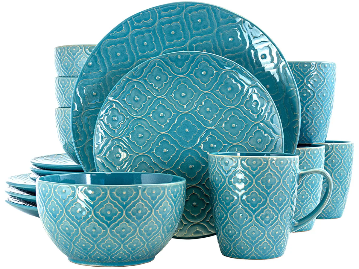 Elama Elama EL-AQUALILY Aqua 16 Piece Dinnerware Set — product photo