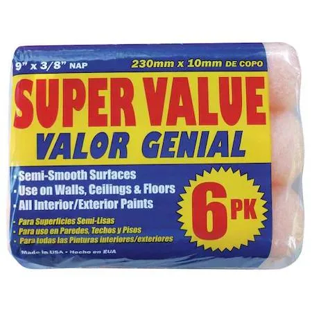Premier Premier 6PK38 9" Paint Roller Cover 3/8" Nap Polyester 6 Pack — product photo
