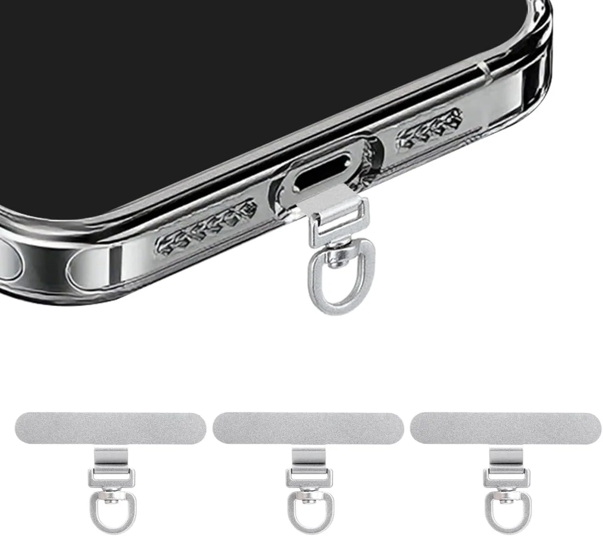MCHOSE MCHOSE 360° Rotating Stainless Steel Phone Tether Tab (3-Pack) — product photo