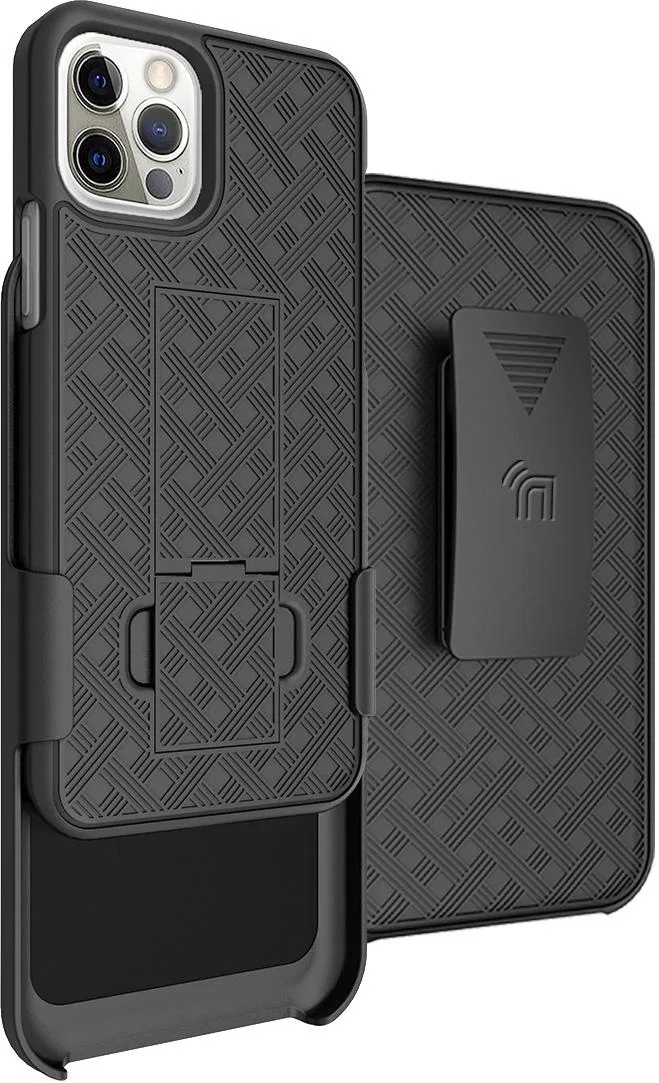 Nakedcellphone Nakedcellphone Kickstand Case + Belt Clip Holster Combo for iPhone 12 Pro Max (6.7") Black — product photo
