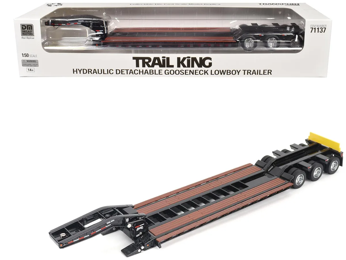 DieCast Masters DieCast Masters Trail King TK120 Lowboy Trailer Black Outrigger Version 1/50 — product photo