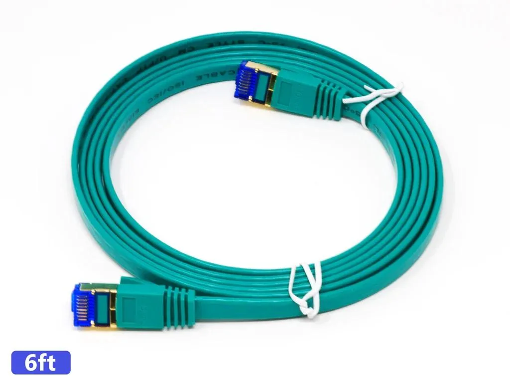 QualGear QualGear Cat 7 Flat Ethernet Cable 6 ft Green — product photo