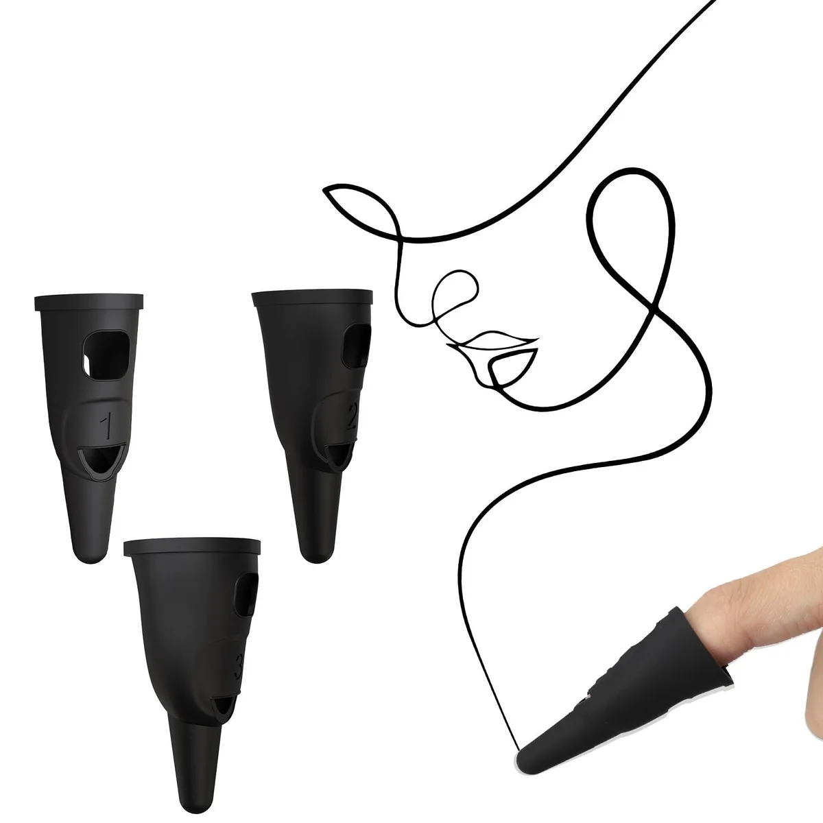 PKRFCJ Finger Stylus 3-Pack Silicone Black — product photo
