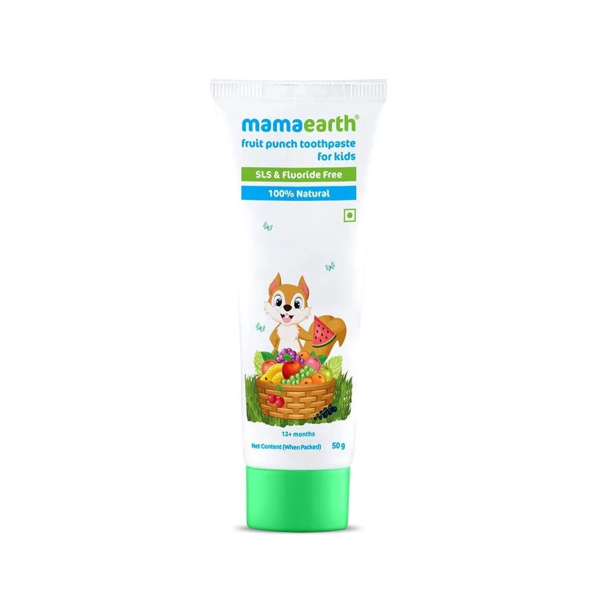 Small white tube with colourful fruit illustration, 50 g