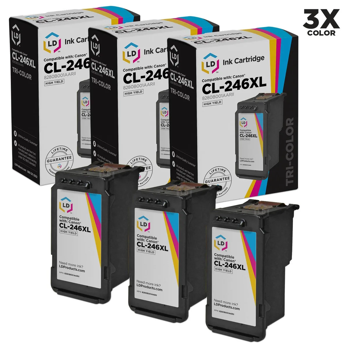 LD Products LD Products CL-246XL 3PK High Yield Color Ink Cartridges — product photo