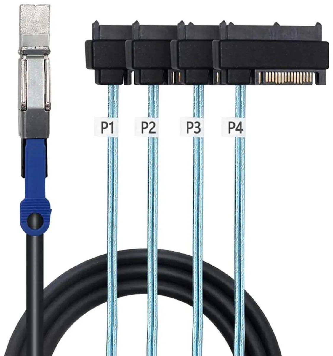 SMUGDESK SMUGDESK Mini SAS HD SFF8644 to SFF8482 29P 2in1 SATA Cable 28AWG 12Gbps 3M — product photo