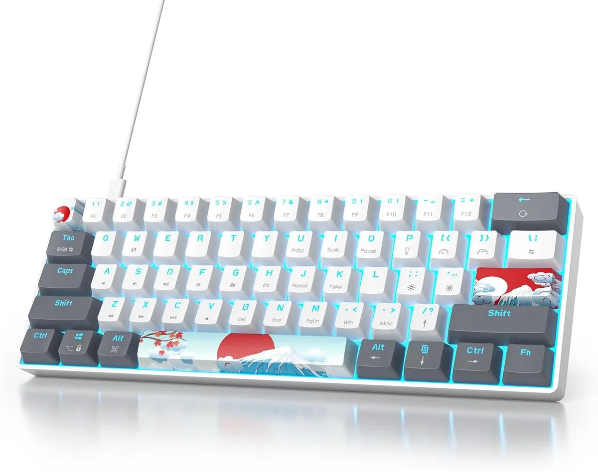 usbroway usbroway 60% Mechanical Gaming Keyboard Red Switch PBT White — product photo