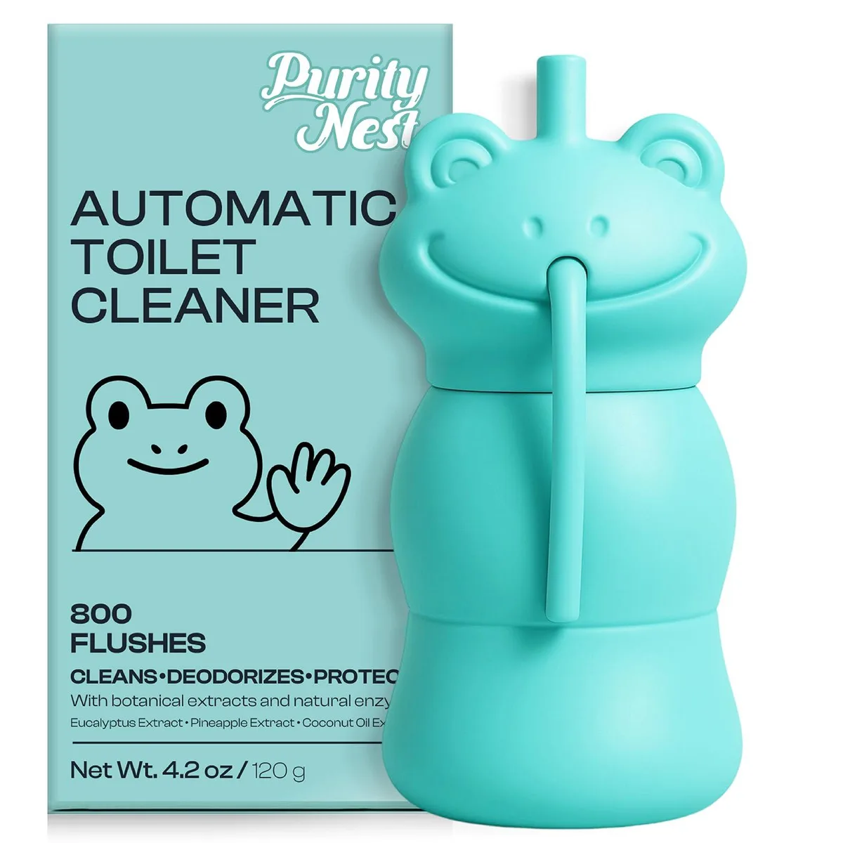 Blue automatic toilet tank cleaner bottle, 26 fl oz, drop-in design
