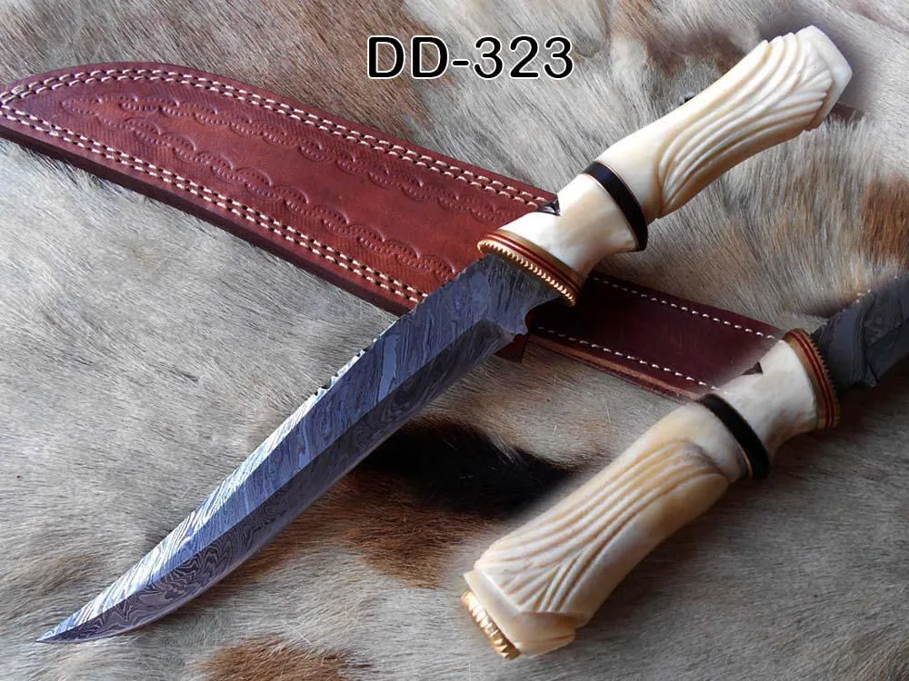 Damascus Depot Damascus Depot 13" Hand-Forged Damascus Steel Hunting Knife White — product photo