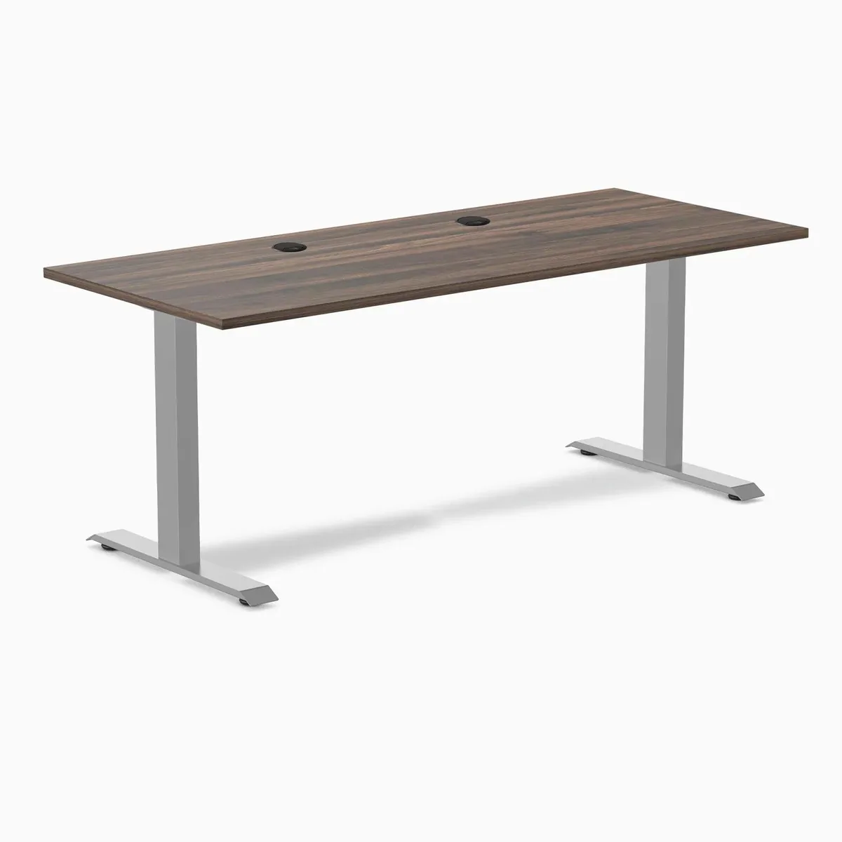 Desky Desky Zero Scalloped Laminate Desk Jarrah Legno Grey 70.9 x 29.5 in with Grommets — product photo