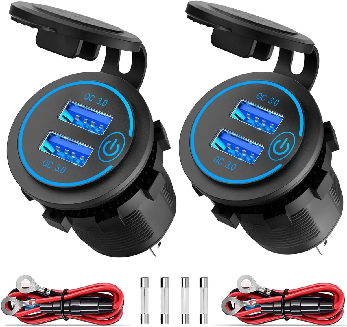 KINGARD KINGARD 12V/24V QC 3.0 Dual USB Charger 2 Pack — product photo