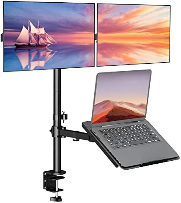 TAURKENAM TAURKENAM Dual Monitor Stand with Laptop Tray Black — product photo