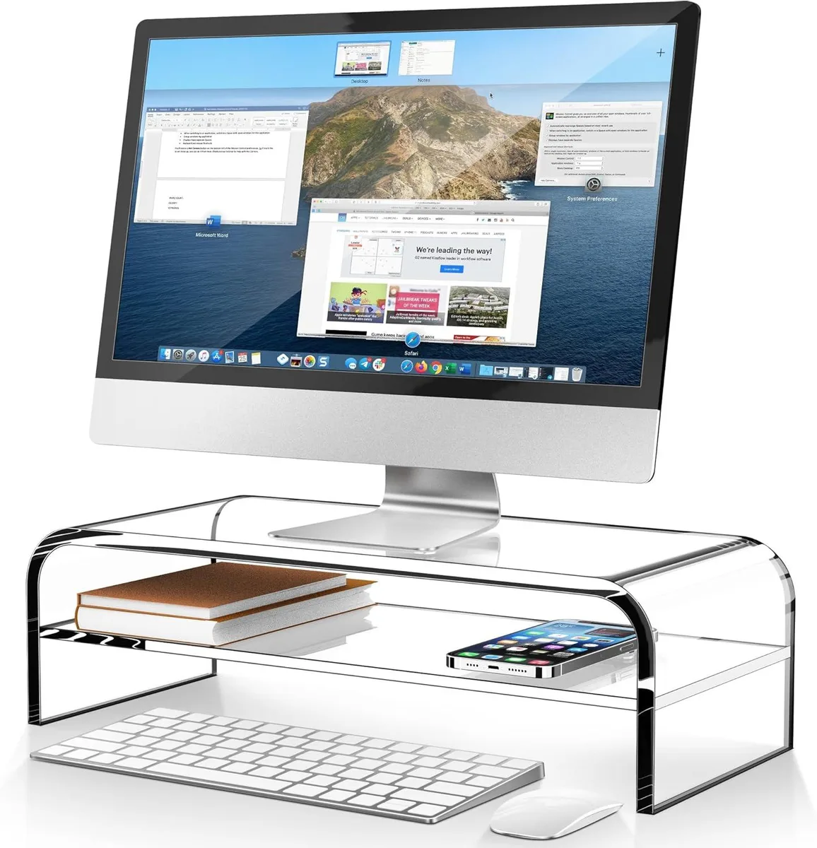 PISKEKAT PISKEKAT 2-Tier Acrylic Server Rack 18.9 x 8.7 in .5 in thick 50 lbs — product photo