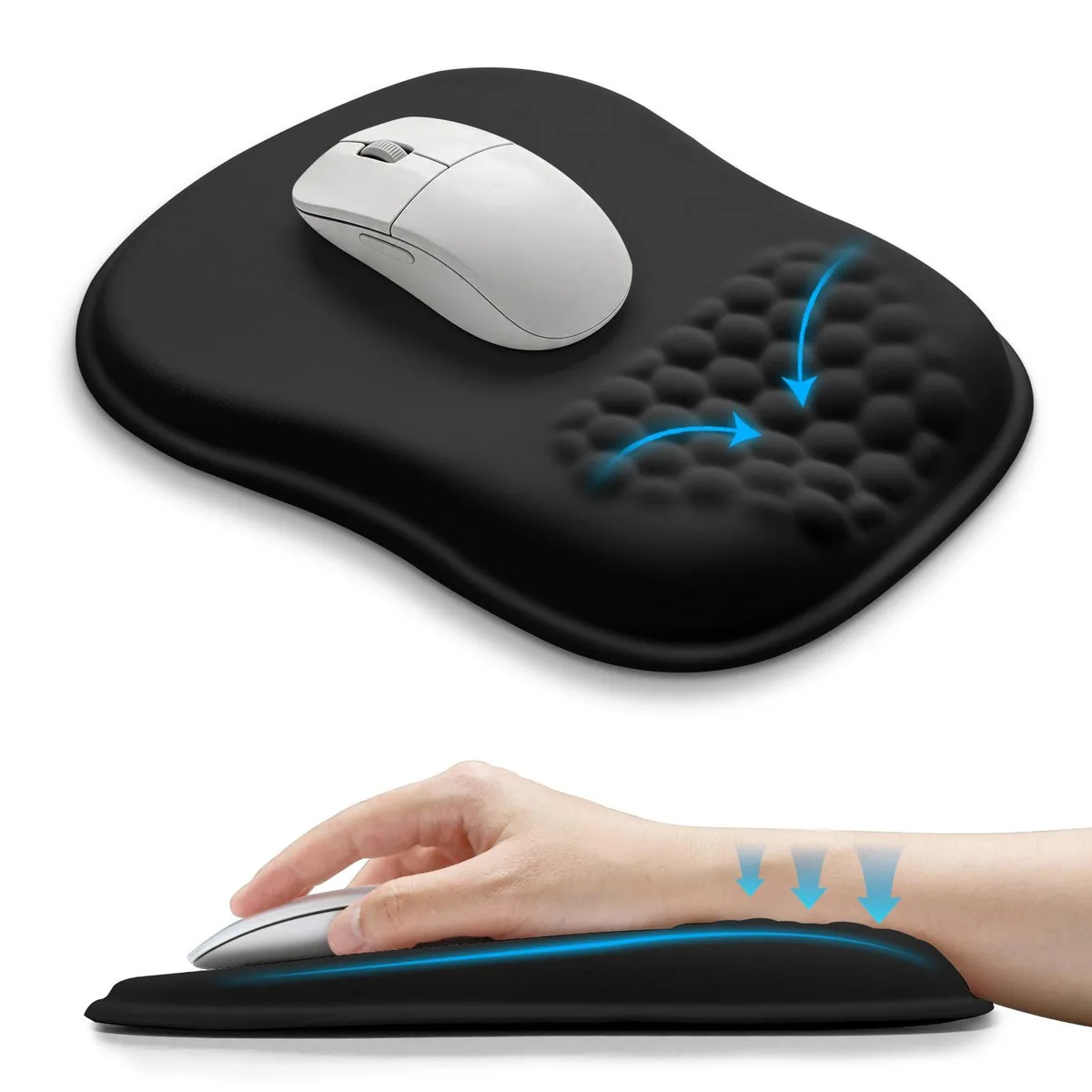  Hokafenle ZSHW-011 Ergonomic Wrist-hugging Mouse Pad 10.2x8.3 in Black — product photo