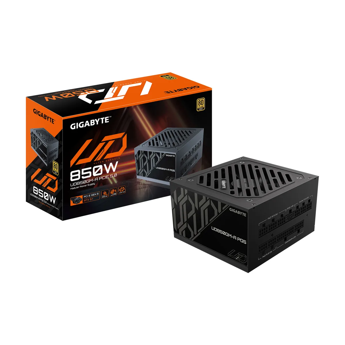 GIGABYTE GIGABYTE GP-UD850GM-A PG5 850 W fully modular ATX 3.1 power supply — fotografie produktu