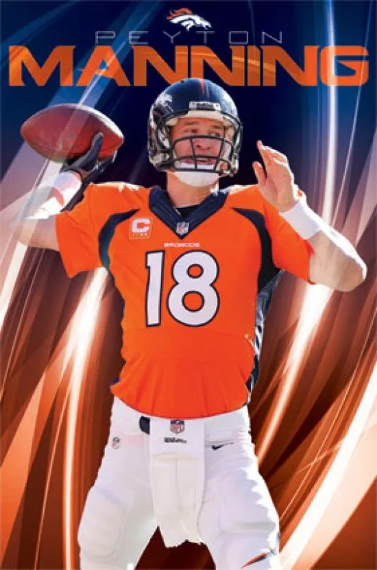 Poster print of Peyton Manning in Denver Broncos uniform, 22 by 34 inches