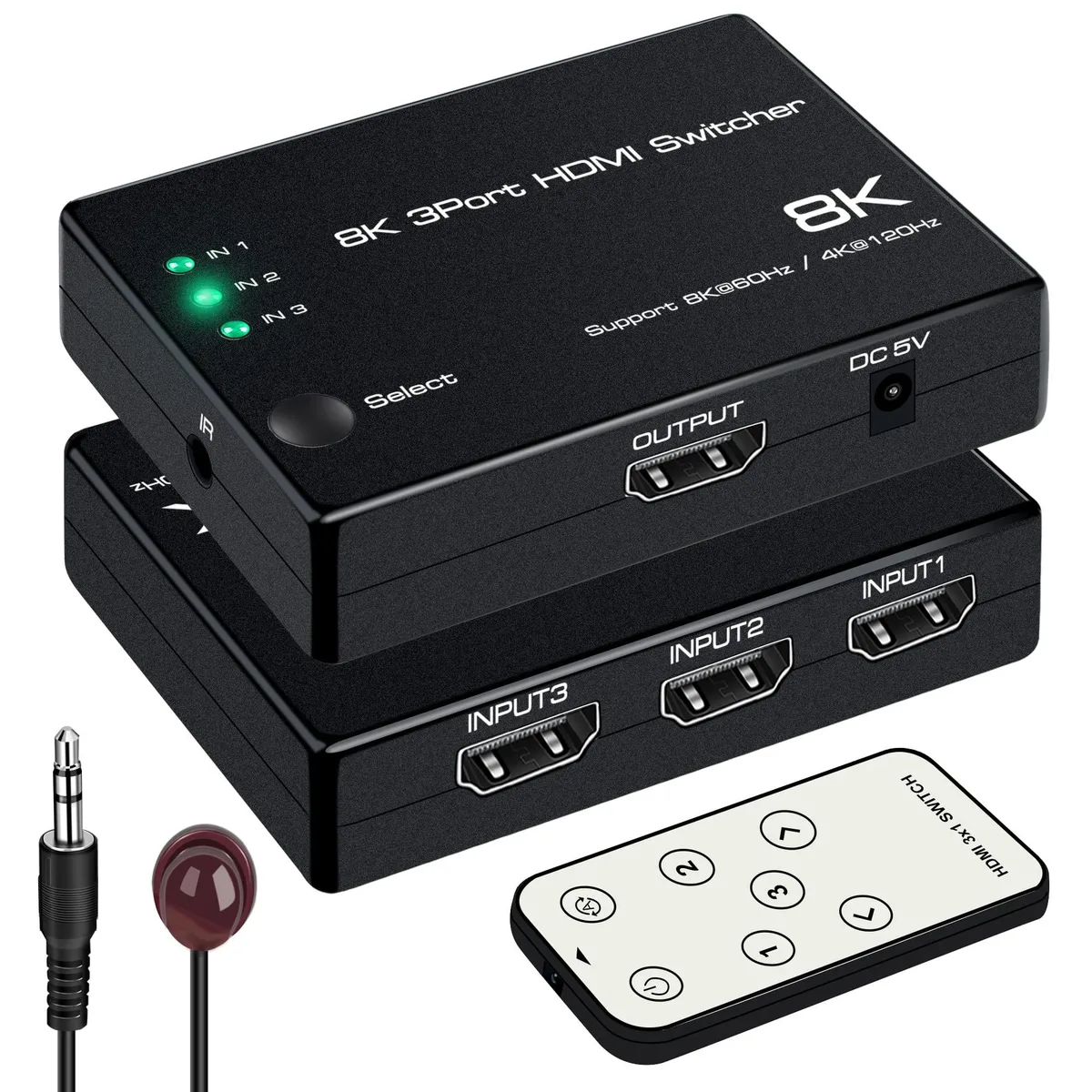 BUCIER BUCIER HDMI 2.1 Switch 3×1 8K@60Hz 4K@120Hz Black — product photo