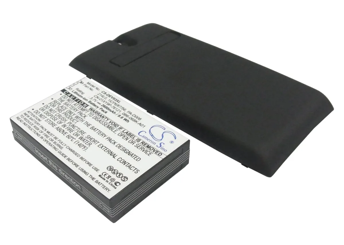 Small rectangular rechargeable battery with smooth dark casing