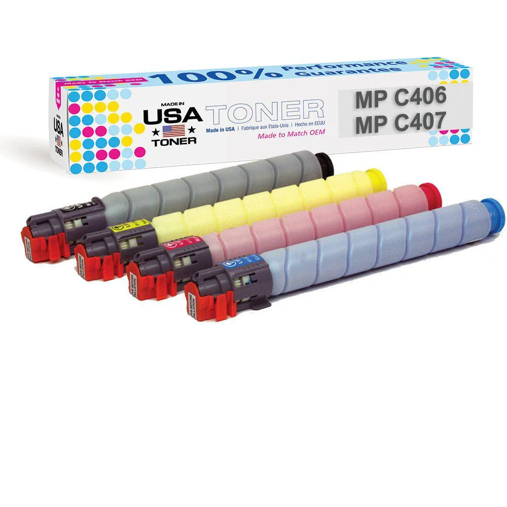 MADE IN USA TONER MADE IN USA TONER Compatible Ricoh MP C306 C307 C406 C407 Toner Cartridge CMYK 4 Pack High Yield — product photo