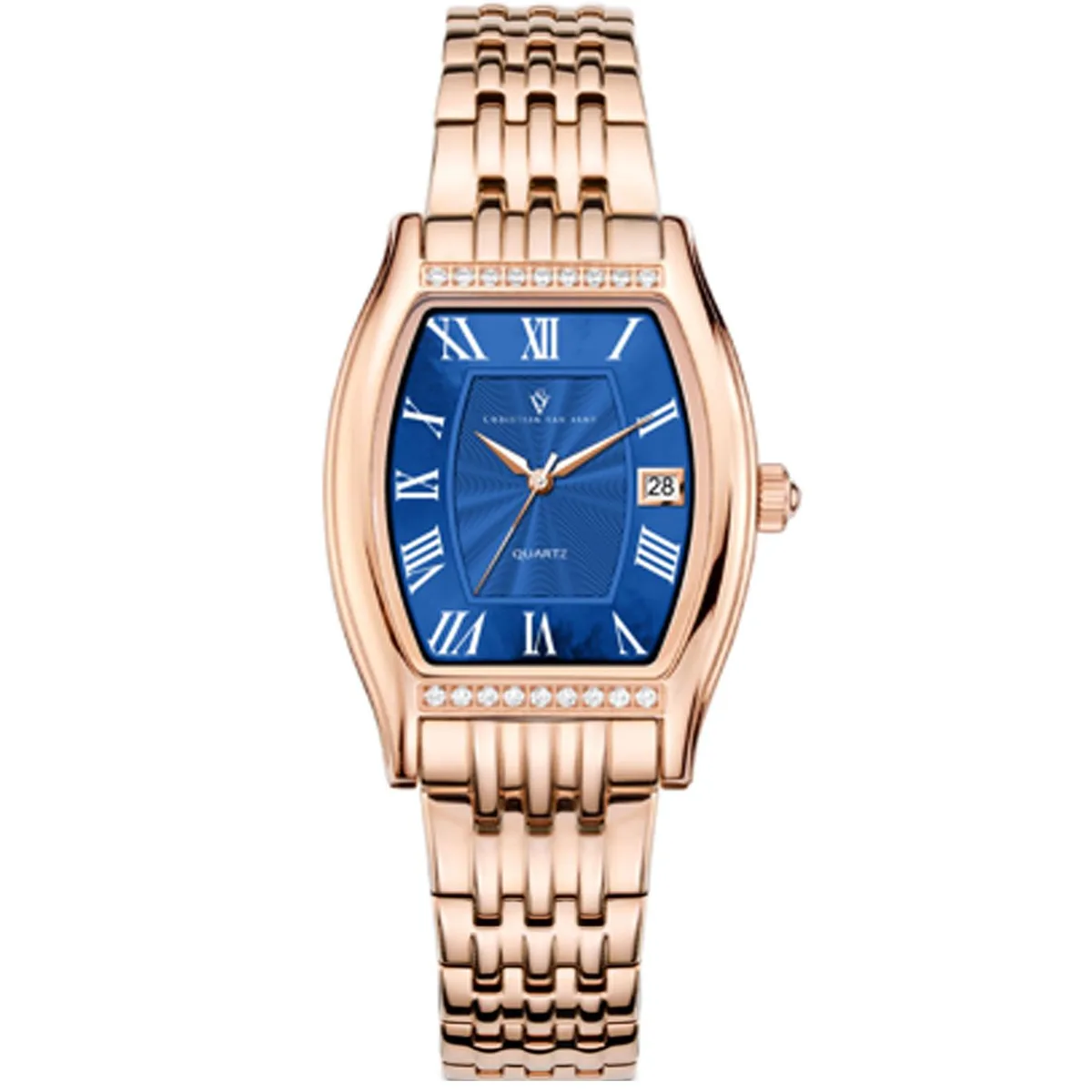 Stainless steel watch with blue dial and bracelet