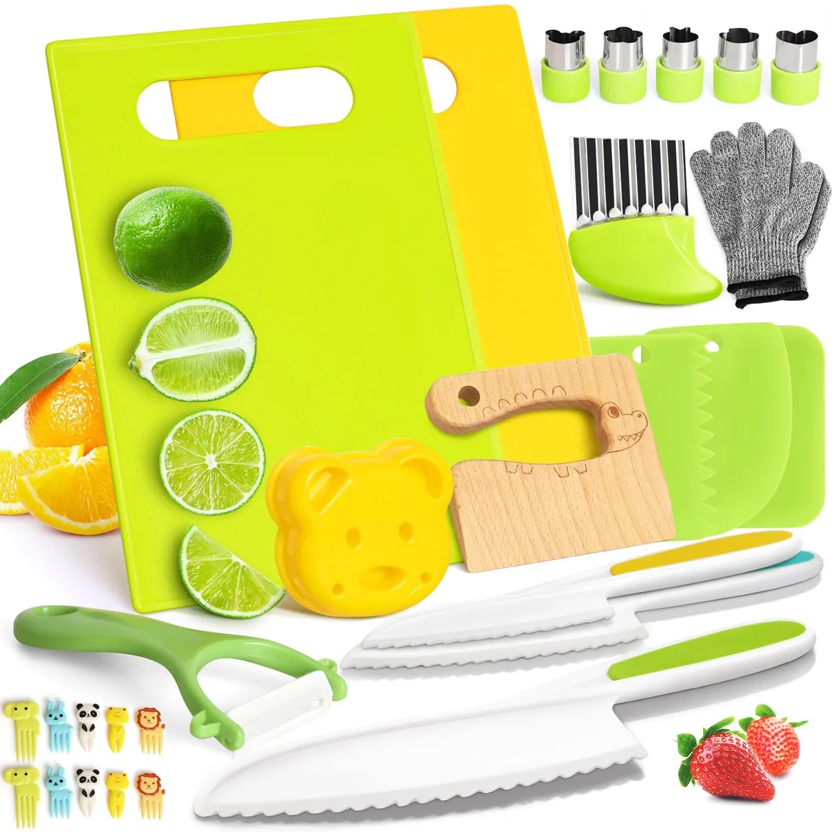  28PCS Toddler Knife Set Wood Pretend Play &amp; Dress-Up — product photo