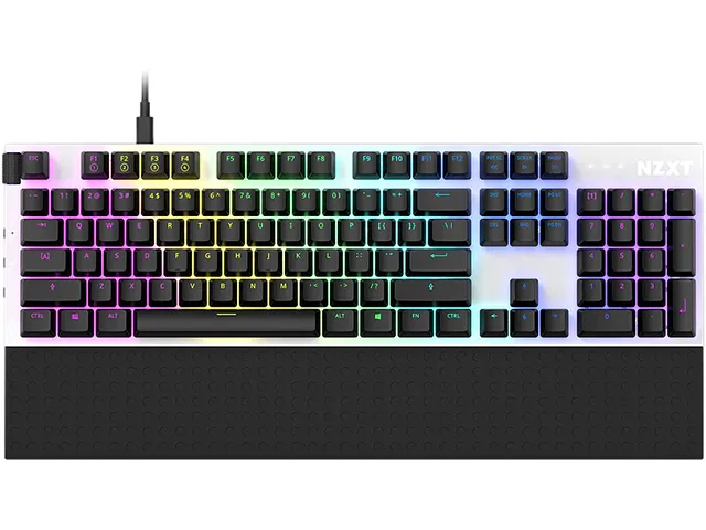 NZXT NZXT KB-1FSUS-WR Mechanical Keyboard White Gateron Red Switches Hot-swappable Aluminium Top Plate Wired USB — product photo