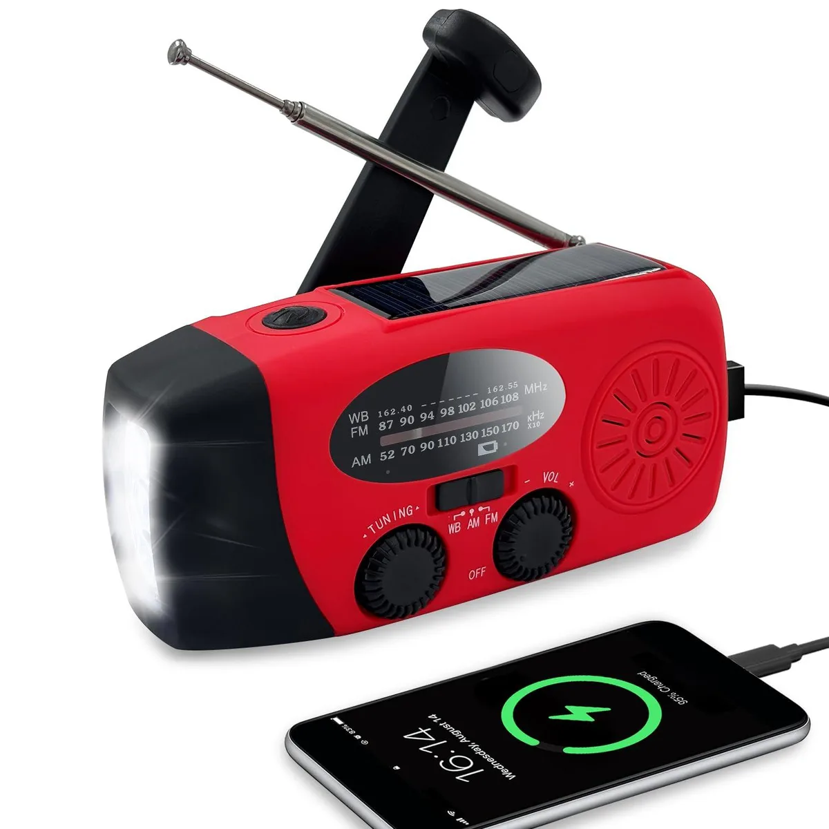  Puyinii P-088 Emergency Radio AM/FM/NOAA 2000mAh Red — product photo