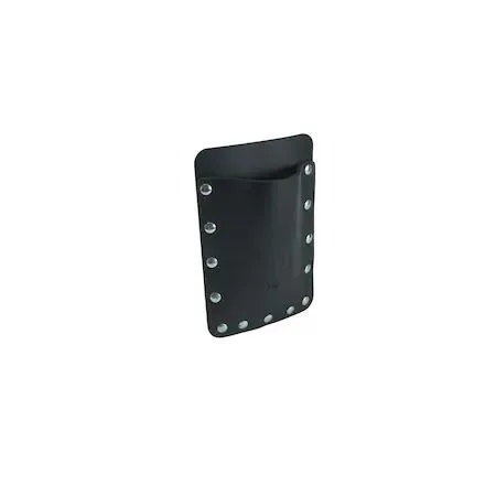 Black leather tool pouch with four open pockets and belt loop