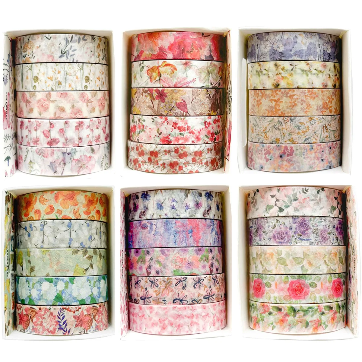 YUBX YUBX Washi Tape Set 30 Rolls 3/8" x 6' Blossoms Flourish — product photo