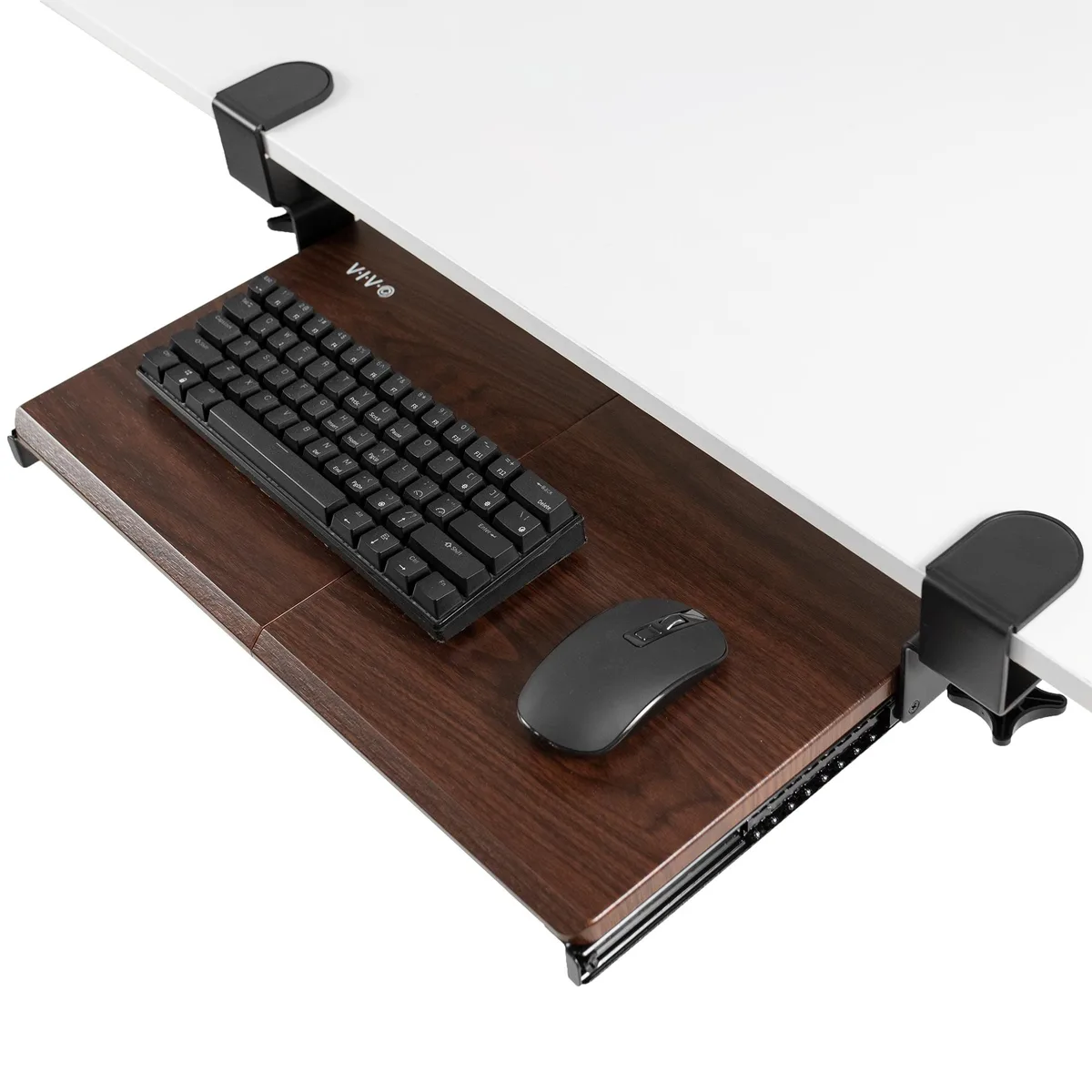 VIVO VIVO Dark Walnut Small Clamp-on Keyboard Mouse Under Desk Slider Tray 20 x 11 11 lbs — product photo