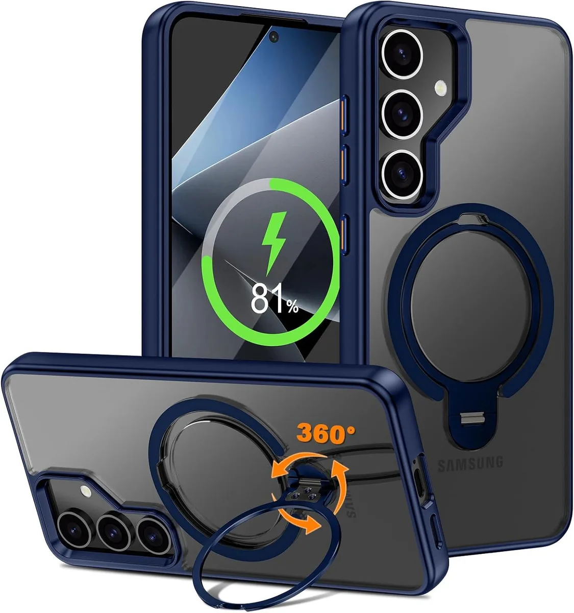 BONAEVER BONAEVER Samsung Galaxy S24 Case 360° Ring Kickstand MagSafe Blue — product photo