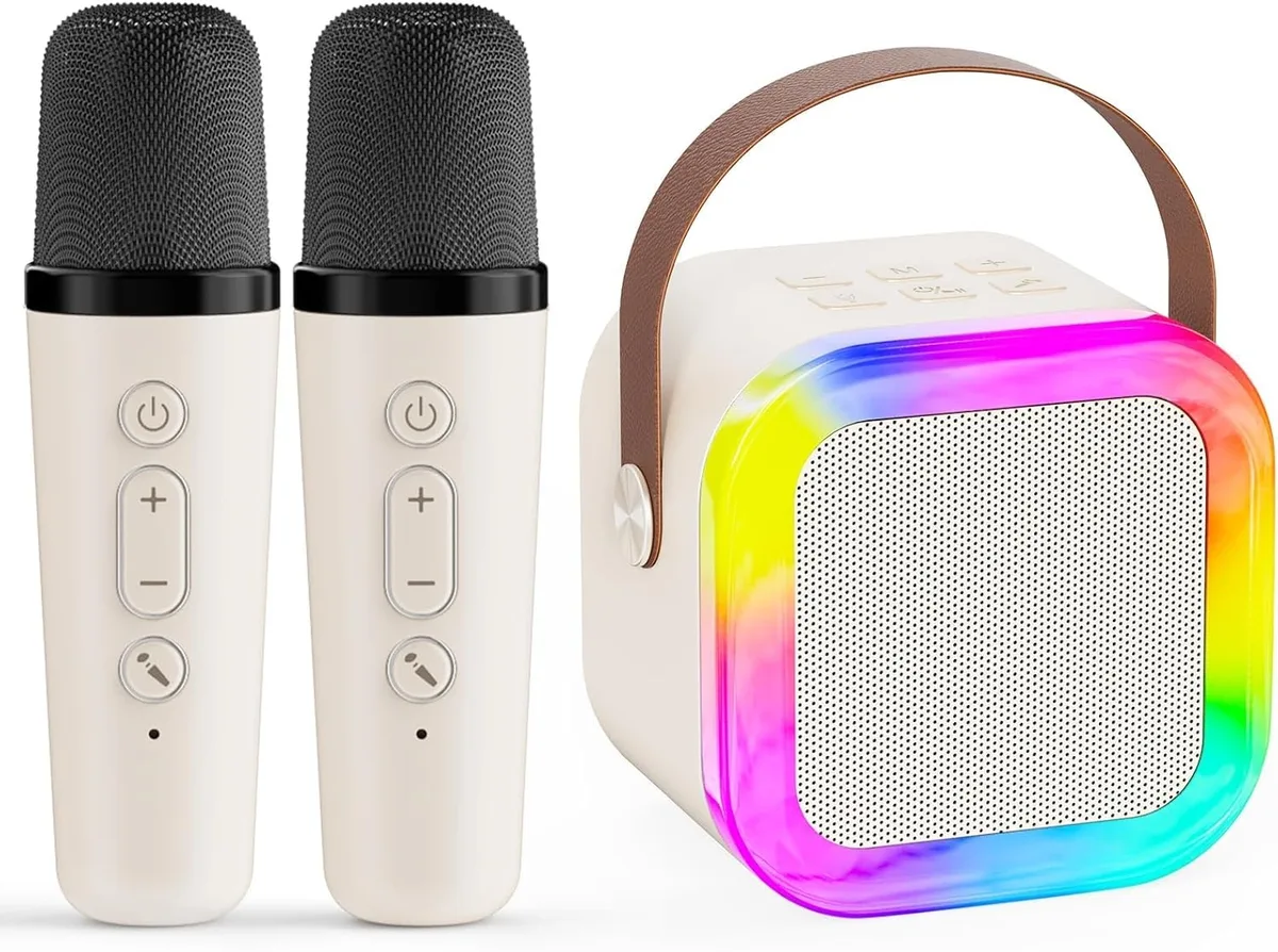 JJYEITUO SD-219 Karaoke System Beige 2 Mic — product photo