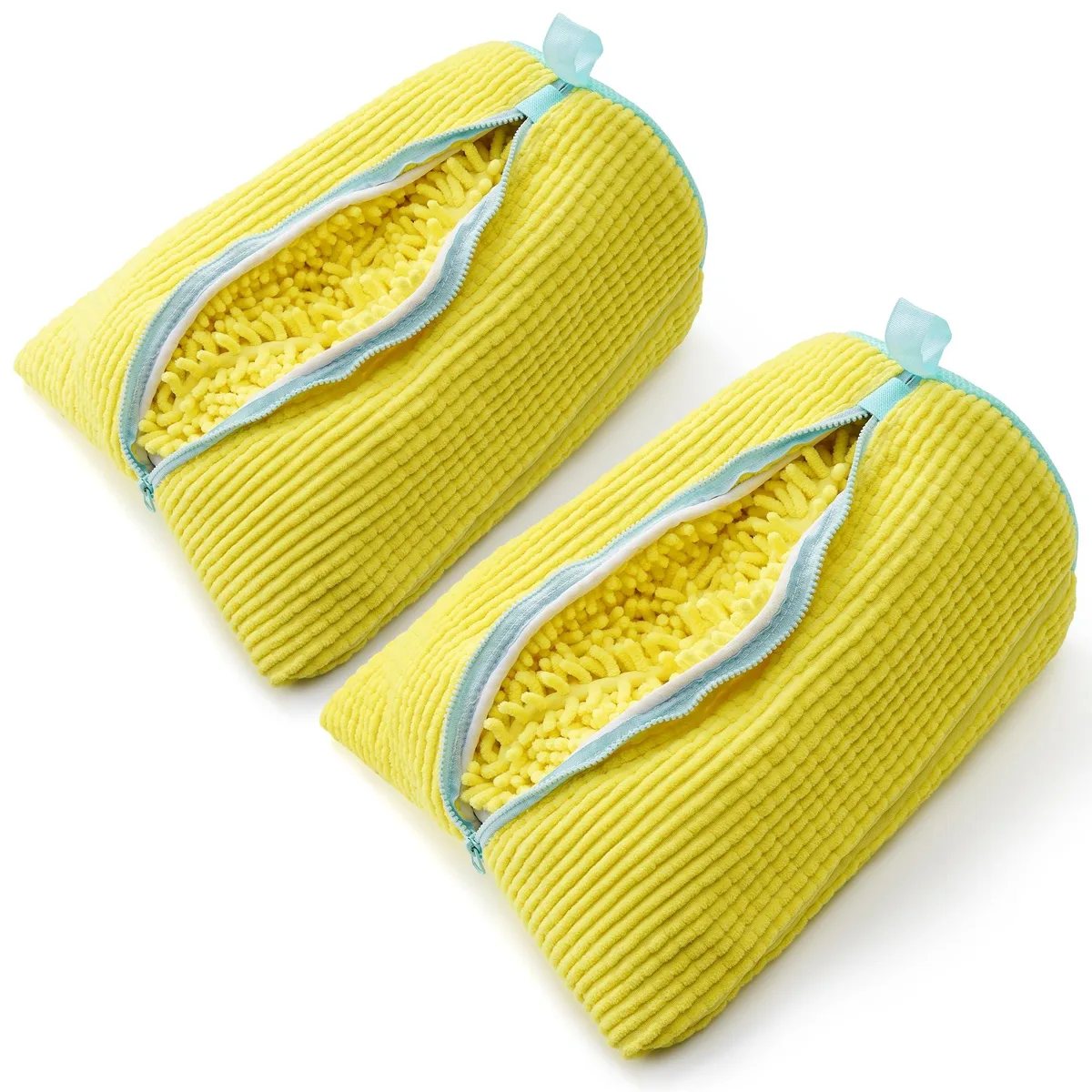 Beige shoe-shaped laundry bag with zipper closure