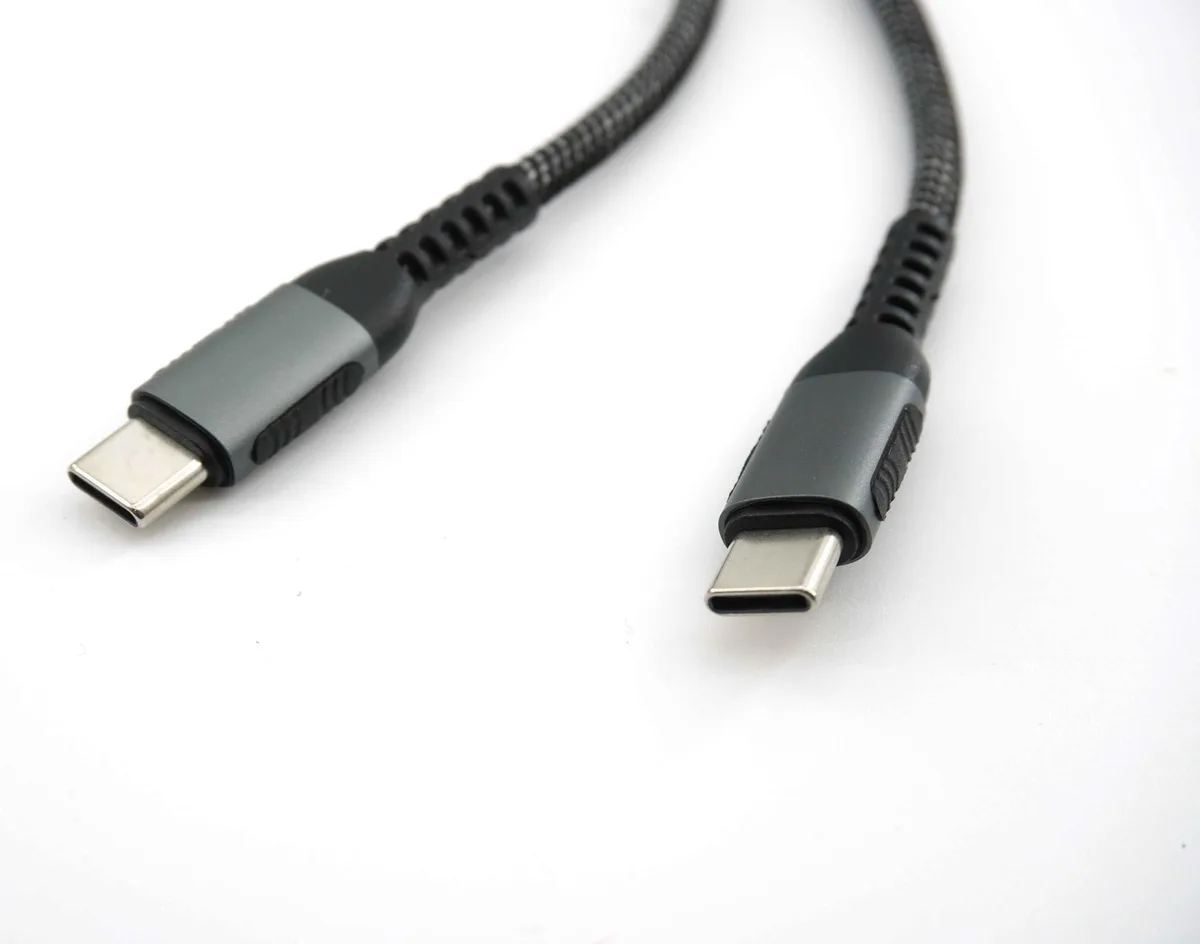 Nylon-braided USB-C to USB-C cable with aluminum connectors, 3.28 ft