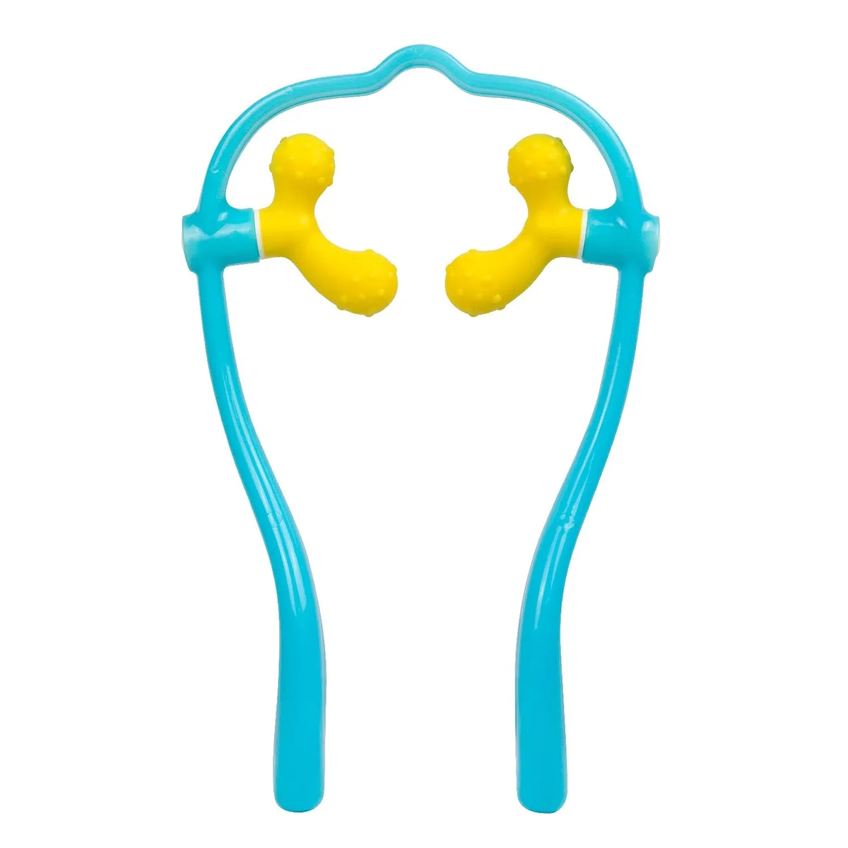 Blue wrap-around neck massager with four adjustable germanium knobs, lightweight silicone body