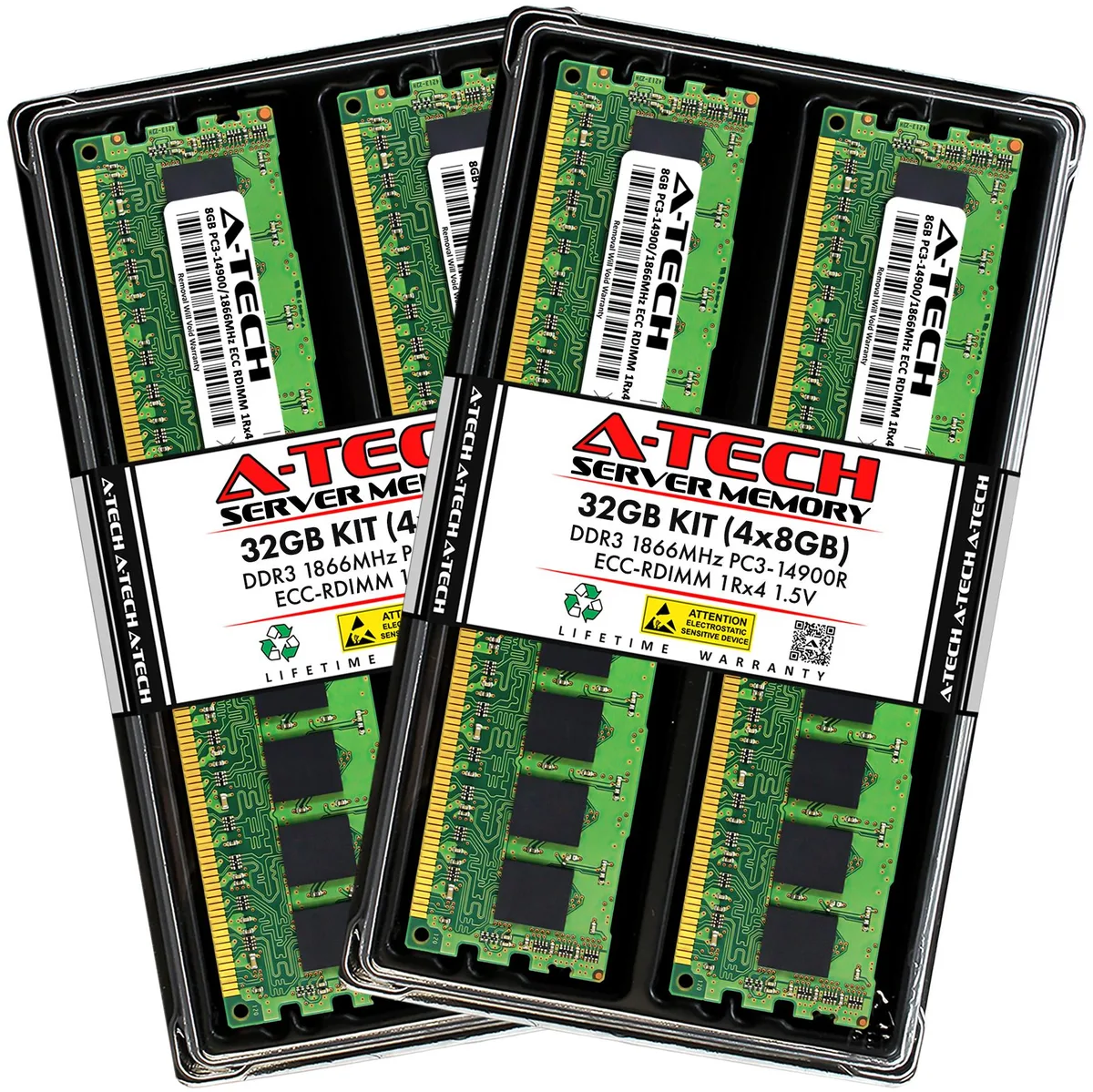 A-Tech A-Tech 32GB (4x8GB) DDR3 1866 ECC RDIMM 1Rx4 1.5V server RAM — product photo