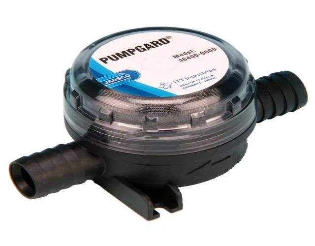 Transparent inline strainer with screw-off housing for 3/4 inch hose