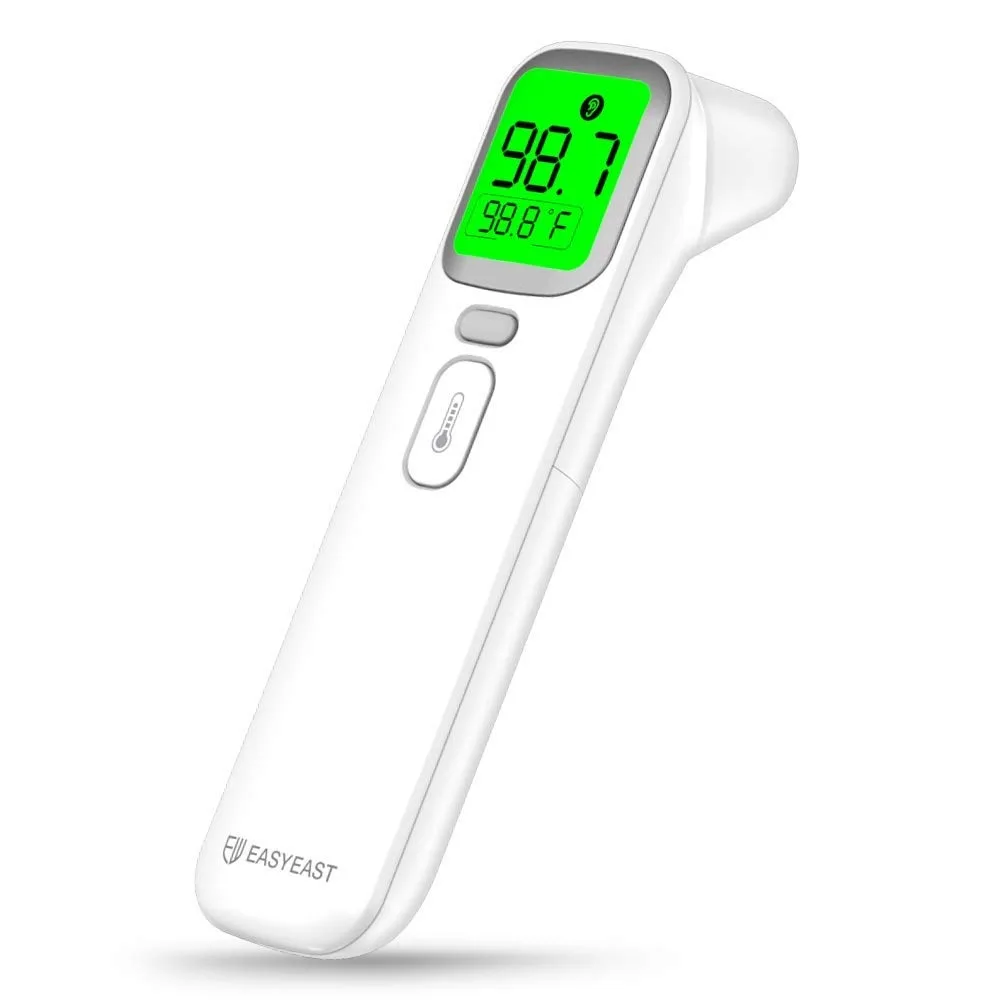 Handheld infrared thermometer, white body with green orange red LED indicator