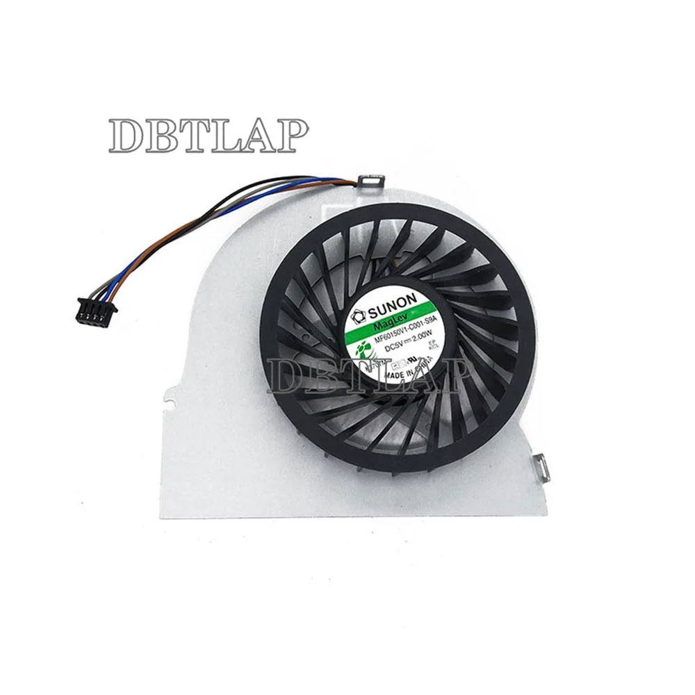 Small rectangular laptop CPU fan with plastic housing and wire connector