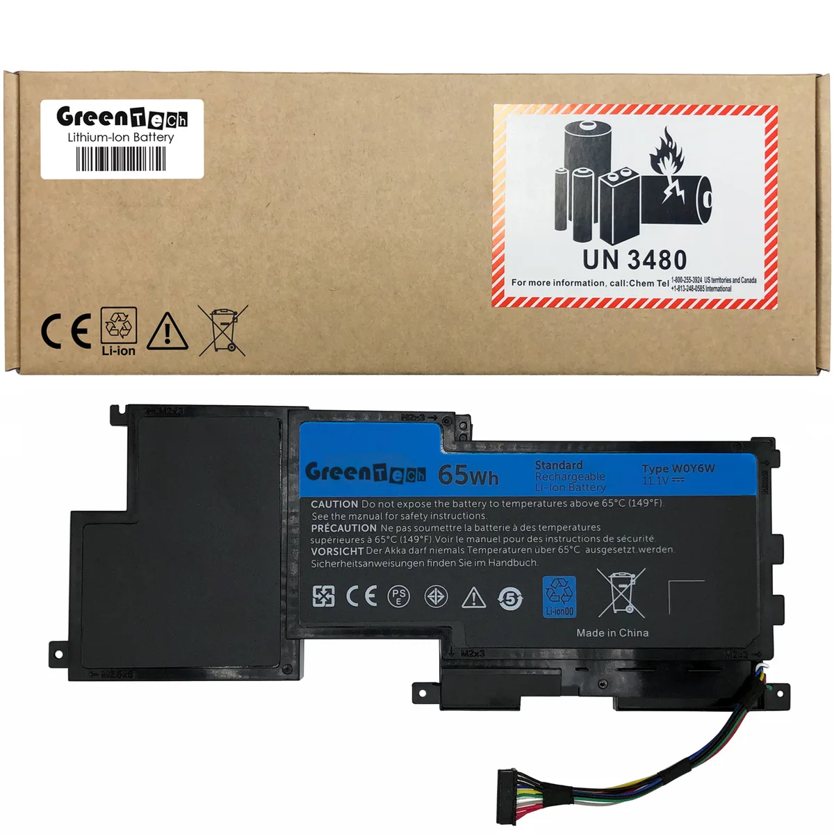 NShi NShi W0Y6W laptop battery Dell XPS 15 L521X 11.1V 65Whr 5855mAh 6-cell — product photo